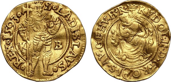 Rudolf II. Habsburský, kremnický dukát 1593 K–B