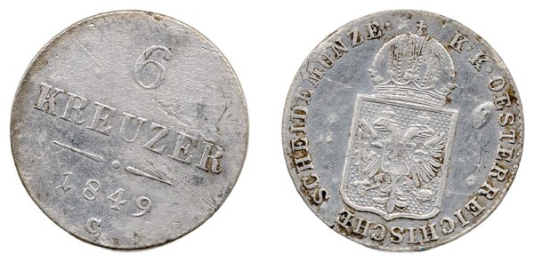 František Josef I. – 6 krejcarů 1849 C, Praha