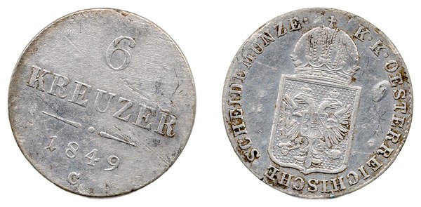 6 krejcar 1849 Františka Josefa I., Praha