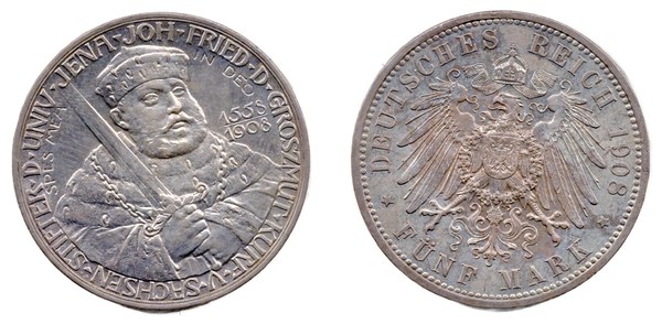 Sasko-Výmarsko-Eisenašsko, 5 marek 1908, 350 let univerzity v Jeně