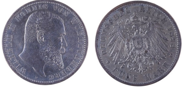 Württembersko, Vilém II. Württemberský, 5 marek 1898 F, Stuttgart