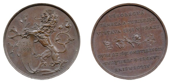 Bronzová záslužná medaile Rudolfa Brauna pro vystavovatele, Zemská jubilejní výstava v Praze, 1891