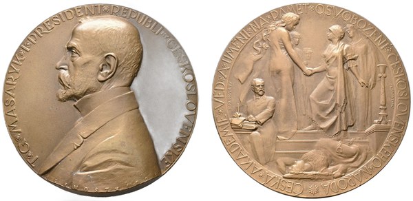 Bronzová medaile Josefa Šejnosta s portrétem T. G. Masaryka, 1922