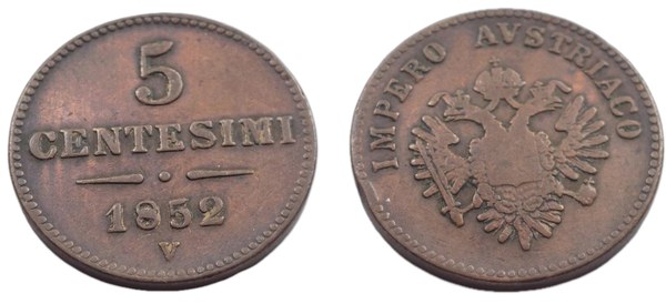 5 centesimi 1852 Františka Josefa I.