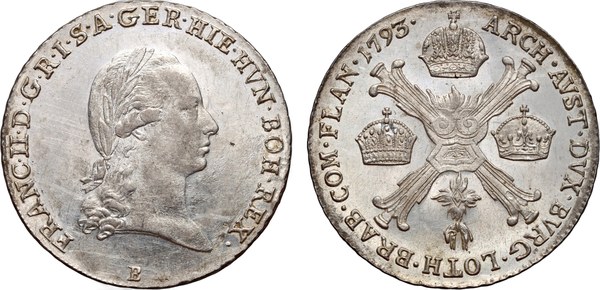 Čtvrttolar křížový Františka II. 1793 B, Kremnice