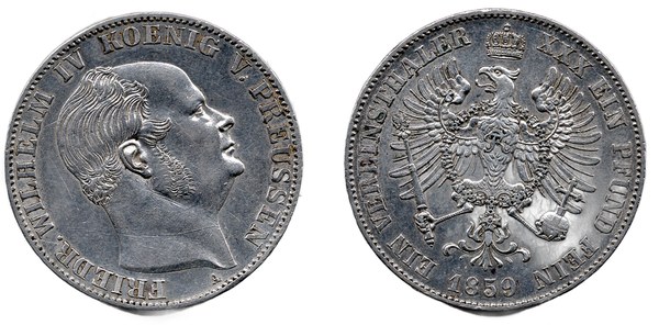 Spolkový tolar Fridricha Viléma IV. Pruského 1859 A, Berlín