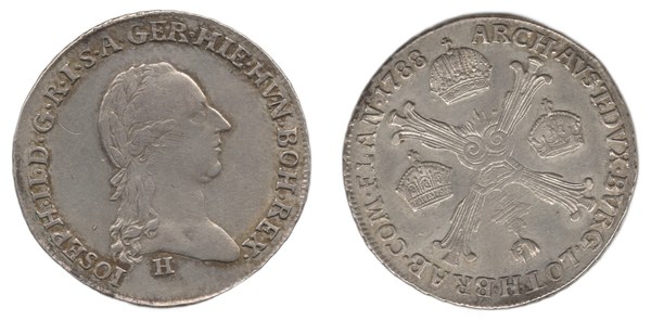 Čtvrttolar křížový Josefa II. 1788 H, Günzburg