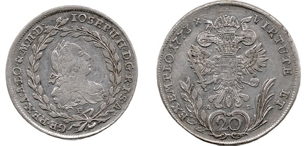 Dvacetník Josefa II. 1773 F, Hall