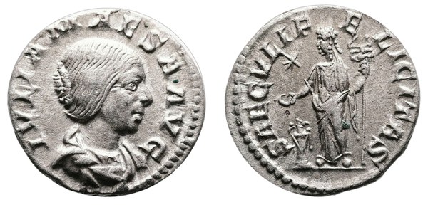 Denár Julie Maesy s Felicitas, Řím, 218–222 n. l.