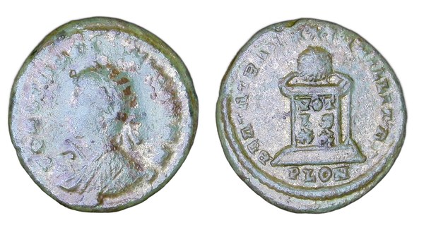 Nummus Konstantina II. jako caesara, Londýn 321–322