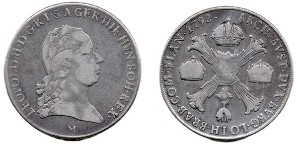 Korunní tolar Leopolda II. 1792 M, Milán