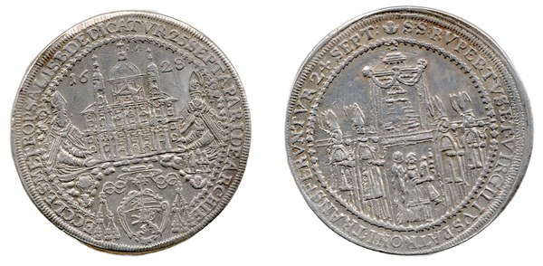 Salcburské arcibiskupství, Paris z Lodronu, půltolar 1628 k vysvěcení katedrály