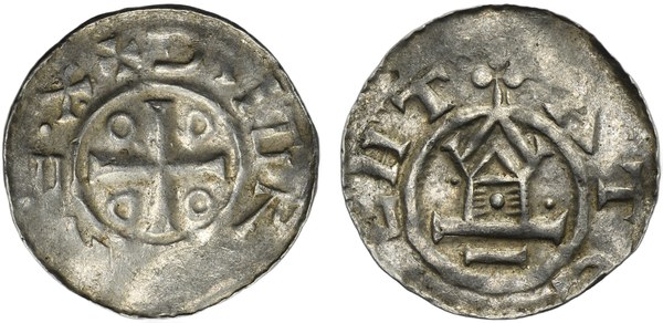 Ota III., denár typu Otto-Adelheid, oblast Harzu