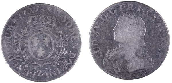 Écu Ludvíka XV. z roku 1727 se značkou Z