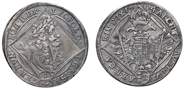 Leopold I., čtvrttolar, mincovna St. Veit, 1704