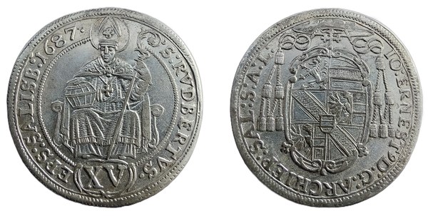 Salcburk, arcibiskup Jan Arnošt z Thun-Hohenštejna – XV krejcar 1687