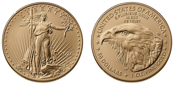 Spojené státy americké, zlatá investiční mince American Eagle 1 oz, 2026