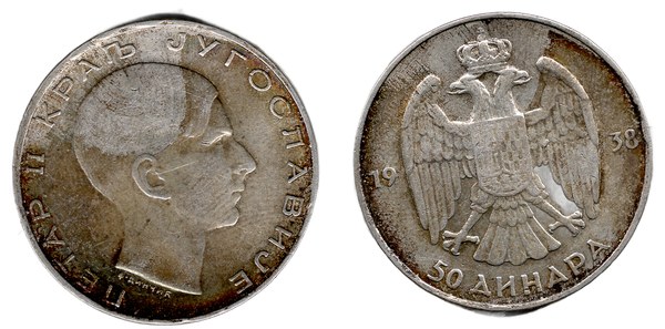 Jugoslávie, 50 dinárů 1938, Petr II.