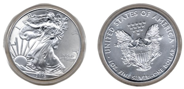 Spojené státy americké – stříbrná investiční mince American Silver Eagle 1 oz 2015, líc s kráčející Svobodou