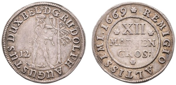 Brunšvicko-Wolfenbüttelsko, Rudolf August, 12 mariengrošů 1669, divý muž