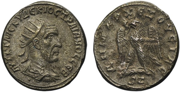 Traján Decius, tetradrachma, Antiochie, rub orel s věncem