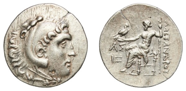 Tetradrachma alexandrovského typu z Aspendu, Héraklés a sedící Zeus