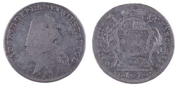 Würzburské biskupství – 20 krejcar 1764, Adam Fridrich ze Seinsheimu, Würzburg