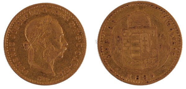 4 forinty / 10 franků Františka Josefa I. 1885, Kremnice