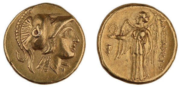 Makedonie, Alexandr III. Veliký, zlatý statér, Athéna a Niké