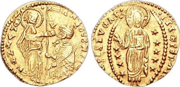 Zlatý benátský dukát (zecchino) dóžete Antonia Veniera, 1382–1400