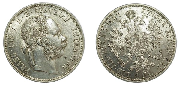 1 zlatník Františka Josefa I. 1887