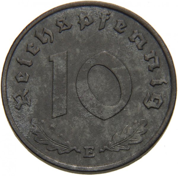 Zinková mince 10 říšských feniků z roku 1940, strana s hodnotou