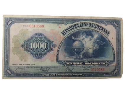1000 Korun 1932 S. B Neperforovaná