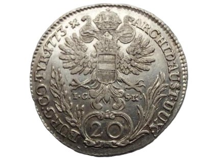 stribrny 20 krejcar marie terezie 1773 ic sk viden 226939287