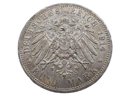 stribrna 5 marka prusko 1914 a pekna 210512122