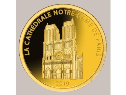 Džibutsko – Zlatá pamětní mince 100 Francs 2019 „Katedrála Notre-Dame de Paris“