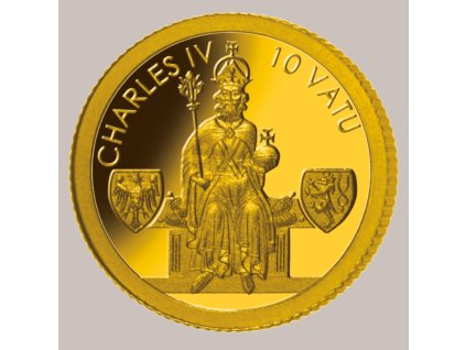 Vanuatu – Zlatá pamětní mince 10 Vatu 2016 „Karel IV.“