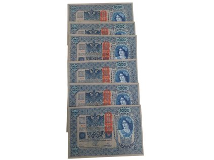 Rakousko 6 x 1000 korun 1902/1919 po sobě jdoucí sériová čísla