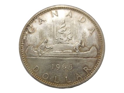 Kanada 1 Dollar 1965 – stříbrná mince s motivem kanoe