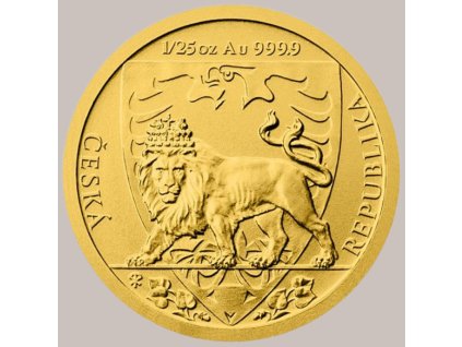 Zlatá 1/25 Oz. investiční mince Český lev 2020 (1,24 g./Zlato 999/1000)