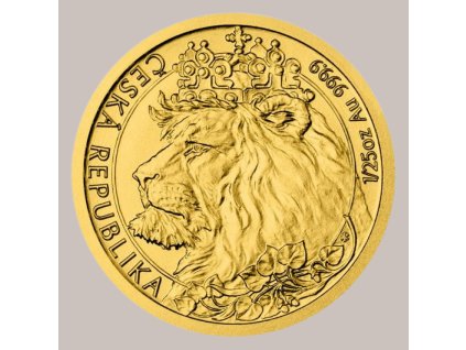 Zlatá 1/25 Oz. investiční mince Český lev 2021 (1,24 g./Zlato 999/1000)