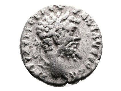 Římská říše Septimius Severus – Denár s bohyní Moneta, Emesa, 194–195 n. l.