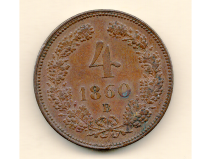 4 krejcar 1860 B – František Josef I., Kremnica