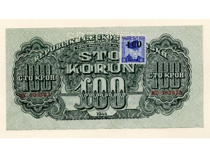 Československo – 100 korun 1944 kolek S. MP, perforace „SPECIMEN“