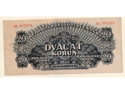 Československo – 20 korun 1944  S. EH