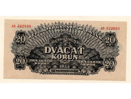 Československo – 20 korun 1944  S.AB Specimen