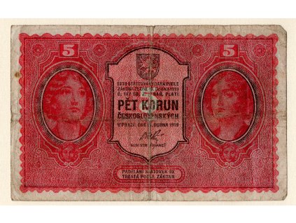 Československo – 5 korun 1919, S 016 státovka