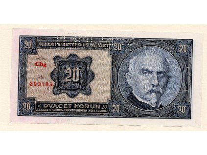 Československo – 20 korun 1926 S. Ch Specimen