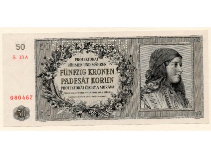 Protektorát Čechy a Morava – 50 korun 1944  S. 13 A