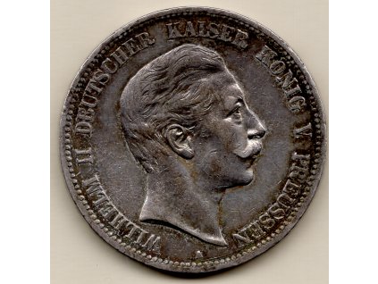 5 mark 1908 A – Vilém II., Prusko